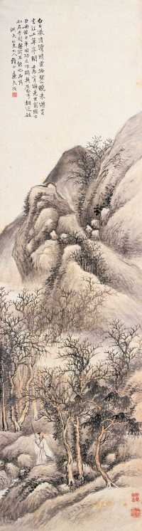陆恢 署年：壬辰(1892) 碧山晚游 立轴